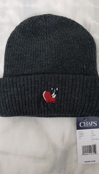 CHAPS French Bulldog Embroidered Beanie (NWT) - Picture 6 of 7